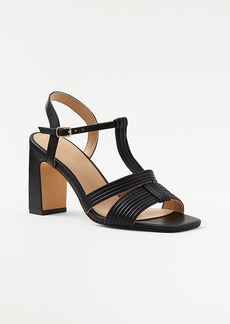 Ann Taylor Leather Strappy High Block Heel Sandals