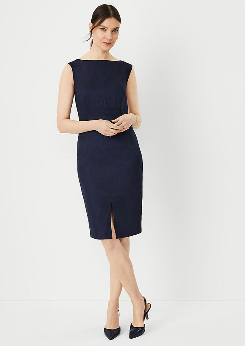 Ann Taylor Linen Blend Boatneck Sheath Dress