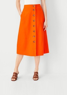 Ann Taylor Linen Blend Button Midi Skirt