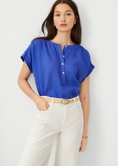 Ann Taylor Linen Drop Shoulder Popover Top