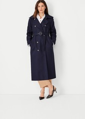 Ann Taylor Long Twill Raglan Trench Coat