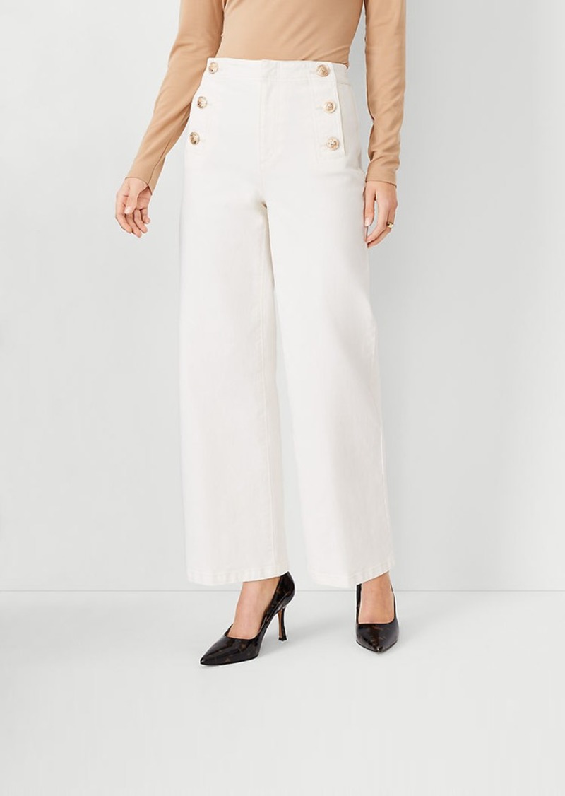 Ann Taylor Mariner High Rise Wide Leg Crop Jeans in Ivory