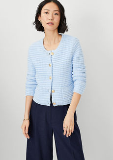 Ann Taylor Marled Geo Stitch Sweater Jacket