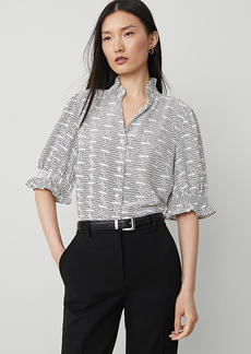 Ann Taylor Maze Ruffle Button Top