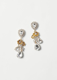 Ann Taylor Metallic Flower Crystal Drop Earrings