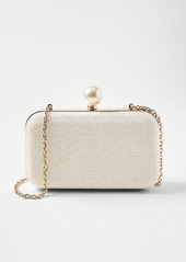 Ann Taylor Metallic Linen Pearlized Snap Hard Clutch