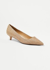 Ann Taylor Metallic Straw Pointy Toe Kitten Heel Pumps