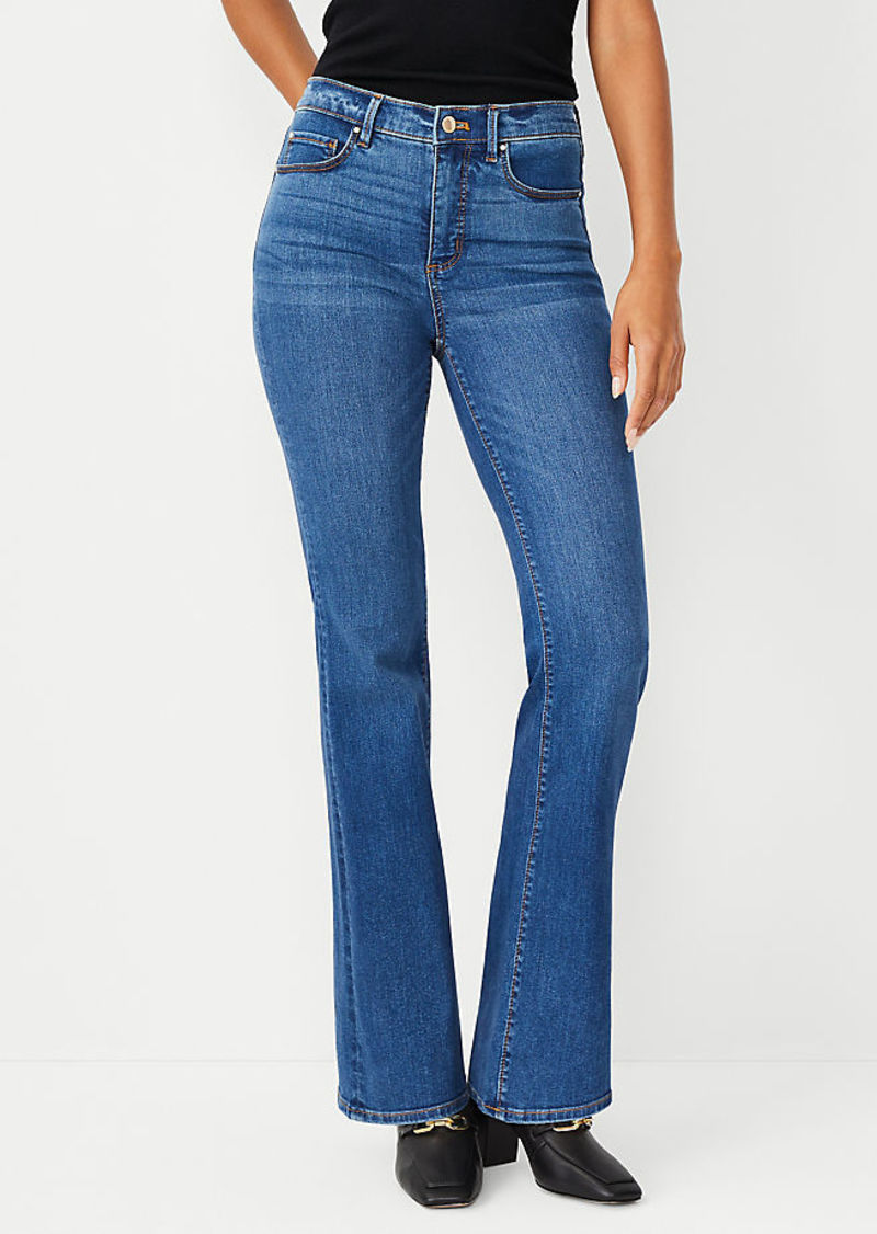 Ann Taylor Mid Rise Boot Jeans in Bright Mid Indigo Wash