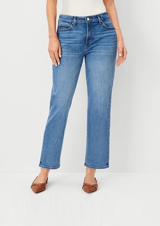 Ann Taylor Mid Rise Straight Jeans in Classic Indigo Wash - Curvy Fit