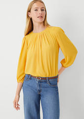 Ann Taylor Mixed Media Pleat Neck Top