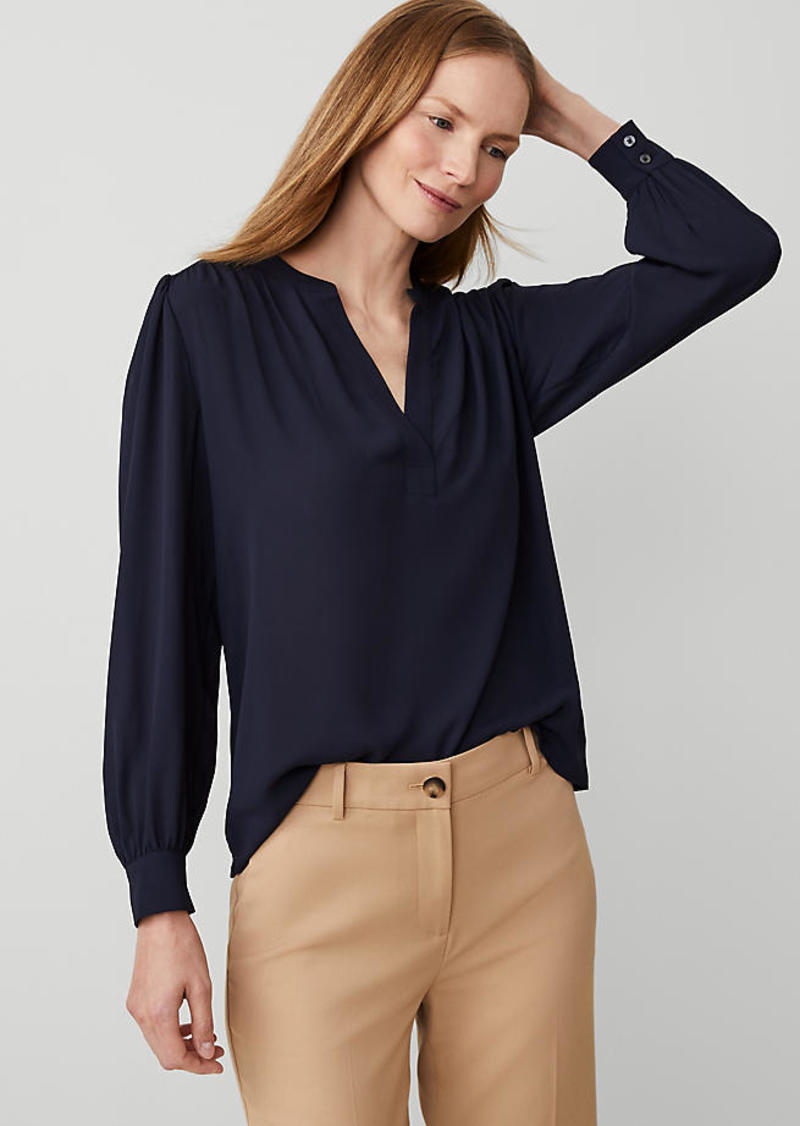 Ann Taylor Mixed Media Popover Top