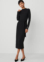 Ann Taylor Mock Neck Belted Column Knit Midi Dress