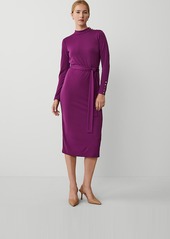 Ann Taylor Mock Neck Belted Column Knit Midi Dress