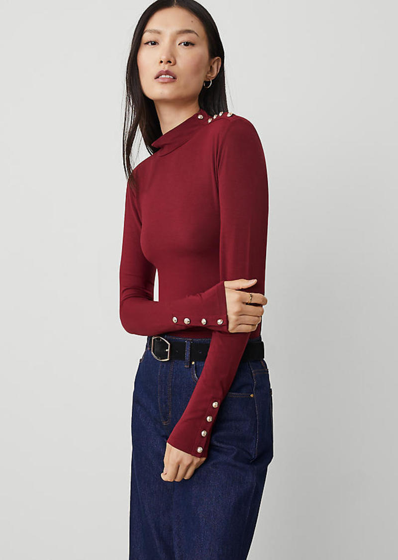 Ann Taylor Mock Neck Button Top