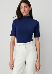 Ann Taylor Mock Neck Elbow Sleeve Top