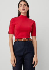 Ann Taylor Mock Neck Elbow Sleeve Top