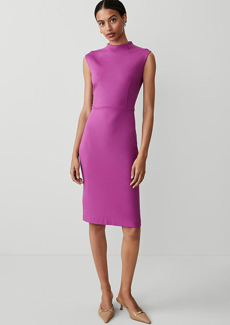 Ann Taylor Ponte Mock Neck Sheath Midi Dress