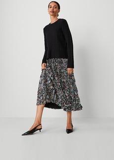 Ann Taylor Paisley Pleated Midi Skirt