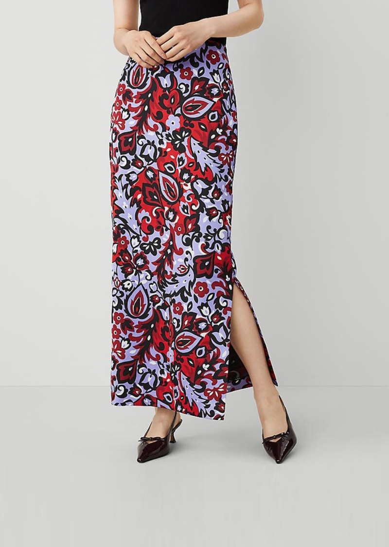 Ann Taylor Paisley Side Slit Column Maxi Skirt