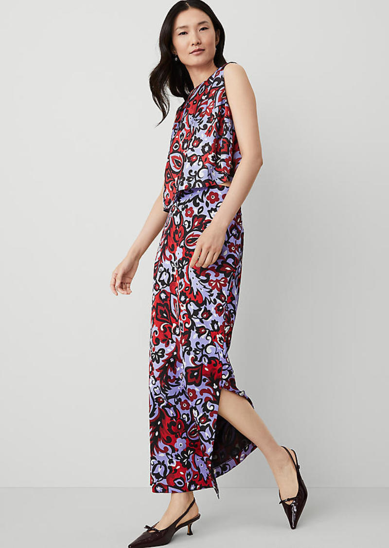 Ann Taylor Paisley Side Slit Column Maxi Skirt