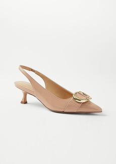 Ann Taylor Patent Buckle Pointy Toe Slingback Pumps