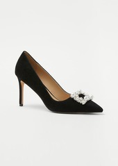 Ann Taylor Pearlized Buckle Suede Straight Heel Pumps