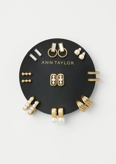 Ann Taylor Pearlized Crystal Stud Earring Set