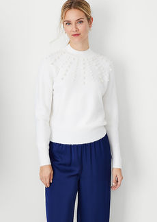 Ann Taylor Pearlized Mock Neck Sweater