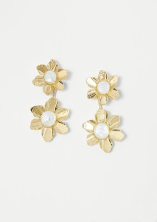 Ann Taylor Pearlized Textured Flower Drop Earrings