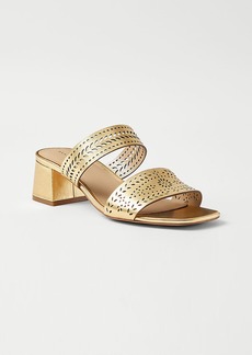 Ann Taylor Perforated Leather Block Heel Mules