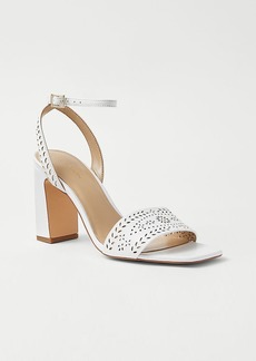 Ann Taylor Perforated Leather High Block Heel Sandals
