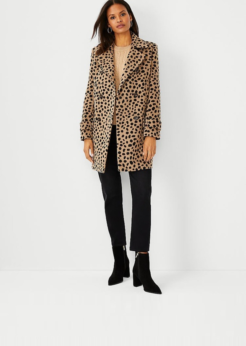 Ann Taylor Petite Animal Print Peacoat