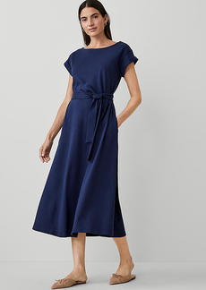 Ann Taylor Petite Weekend Boatneck Flare Midi Dress