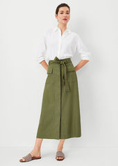 Ann Taylor Petite AT Weekend Linen Blend Cargo Midi Skirt