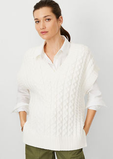 Ann Taylor Petite AT Weekend Mixed Stitch V-Neck Sweater
