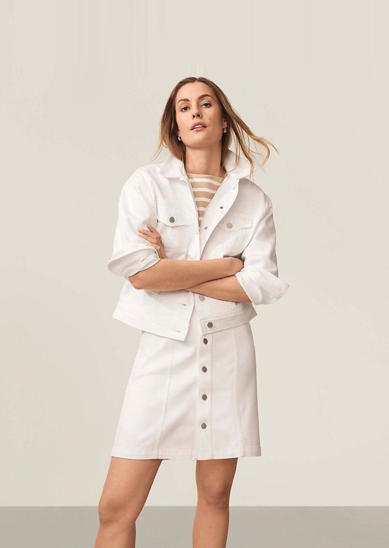 Ann Taylor Petite AT Weekend Relaxed Denim Trucker Jacket in White