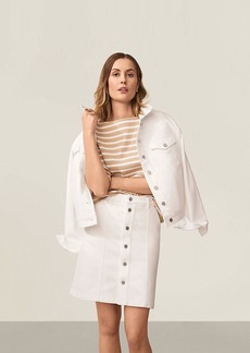 Ann Taylor Petite AT Weekend Relaxed Denim Trucker Jacket in White