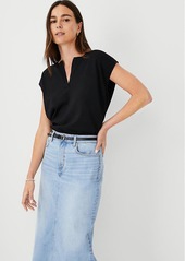 Ann Taylor Petite Split Neck Wedge Shell Top