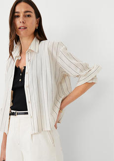 Ann Taylor Petite Weekend Striped Drop Shoulder Shirt