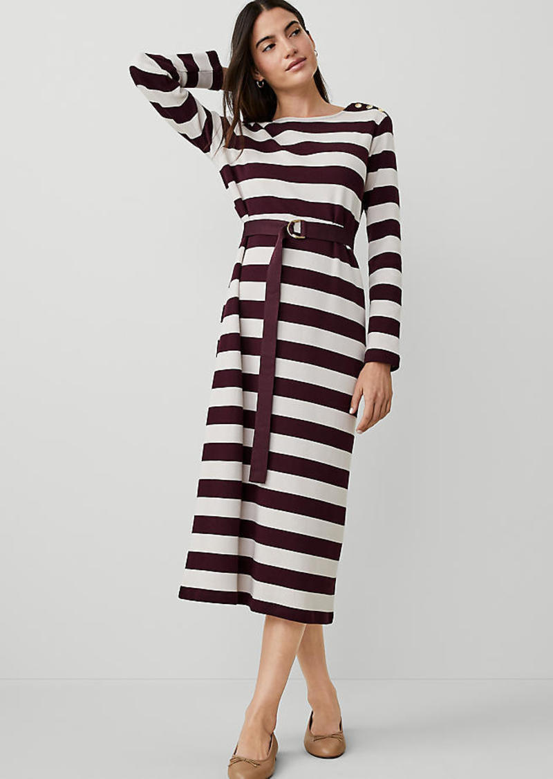 Ann Taylor Petite Weekend Striped Column Midi Dress