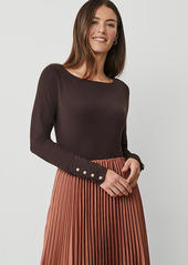 Ann Taylor Petite Button Cuff Boatneck Top