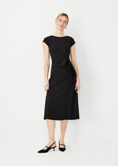 Ann Taylor Petite Cap Sleeve Tie Waist Midi Dress