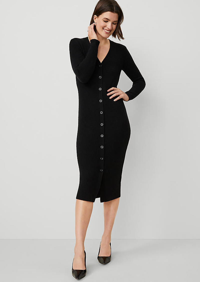 Ann Taylor Petite Cashmere Ribbed Cardigan Dress