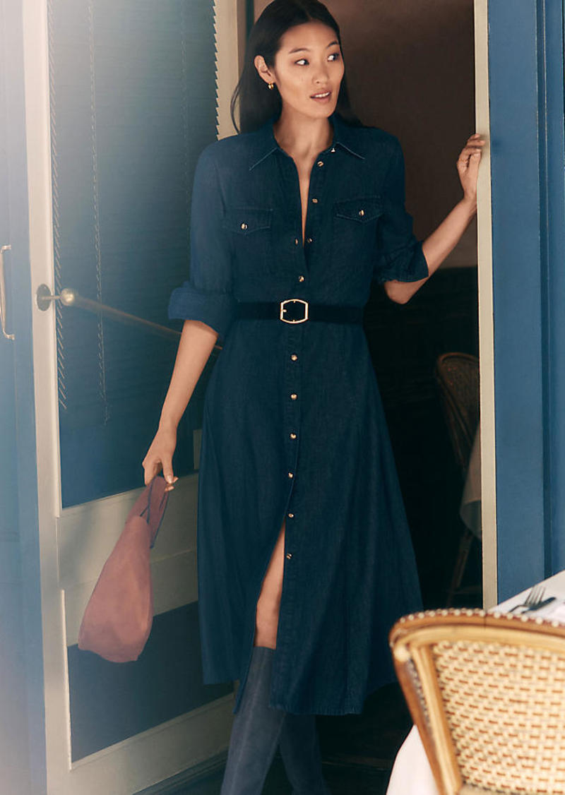 Ann Taylor Petite Chambray Belted Midi Shirtdress