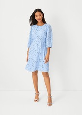 Ann Taylor Petite Clover Tie Waist Flare Dress