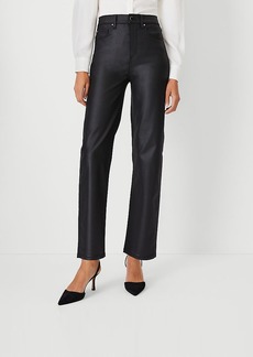 Ann Taylor Petite Coated High Rise Straight Jeans in Black