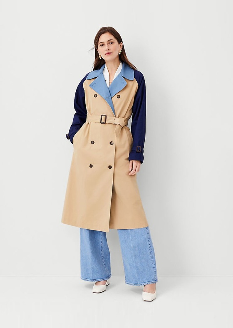 Ann Taylor Petite Colorblock Oversized Trench Coat