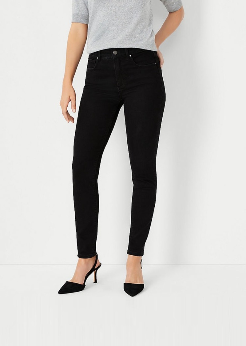 Ann Taylor Petite Mid Rise Skinny Jeans in Jet Black Wash - Curvy Fit