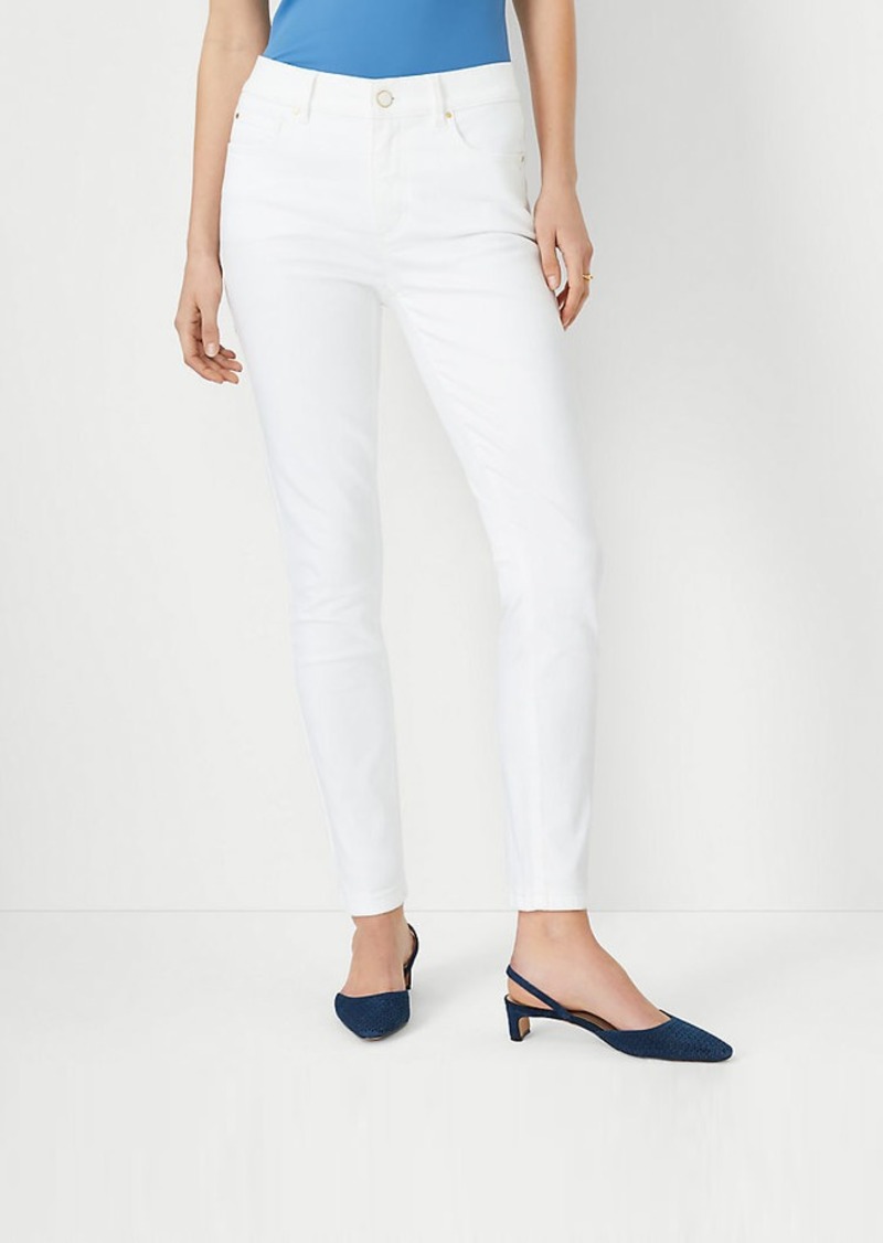 Ann Taylor Petite Curvy Sculpting Pocket Mid Rise Skinny Jeans in White