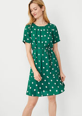 Ann Taylor Petite Dot Flounce Hem Belted Shift Dress